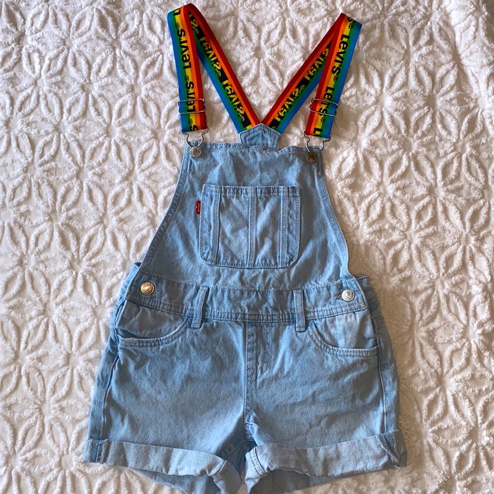 Levi’s overalls with rainbow straps